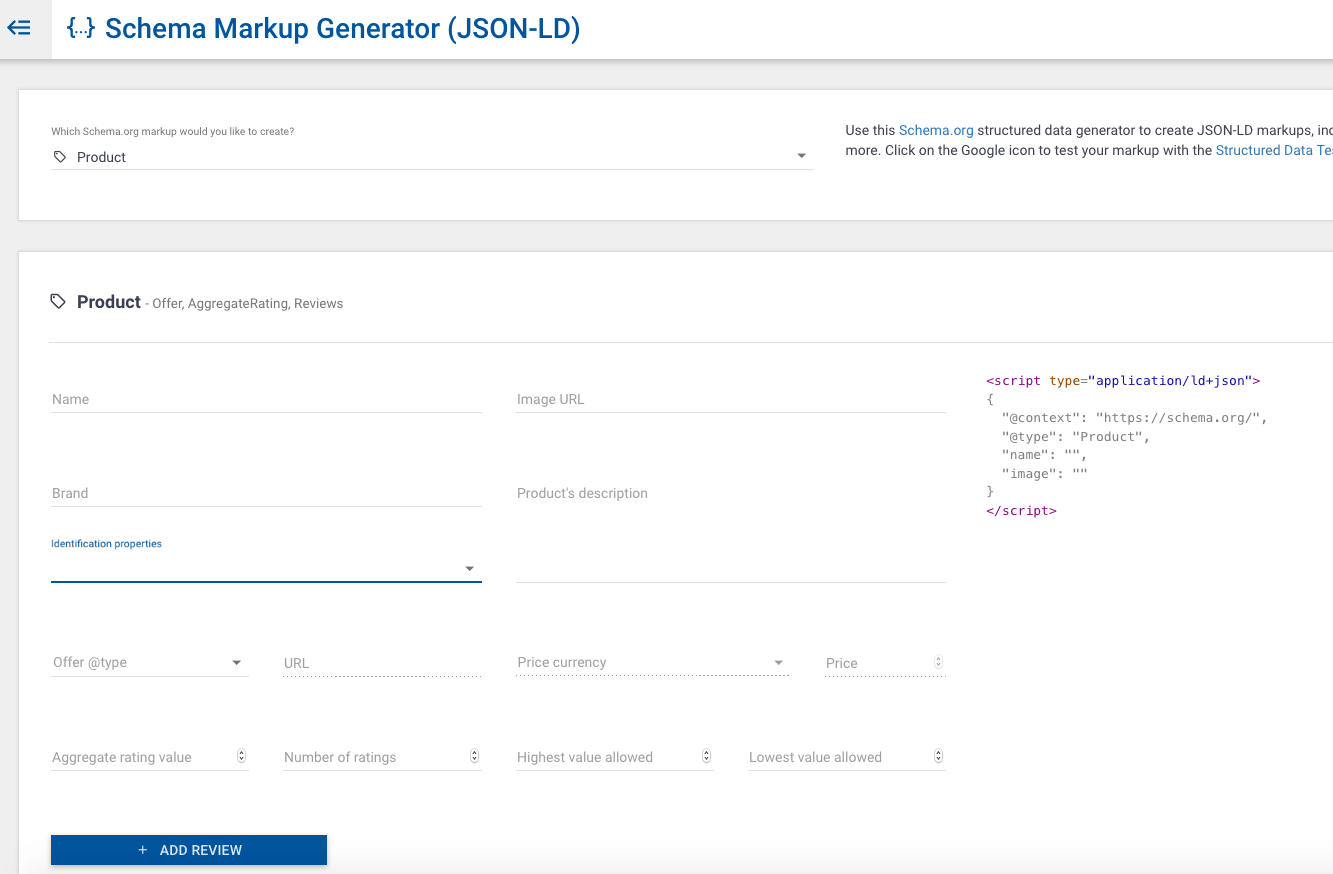 Schema markup generator